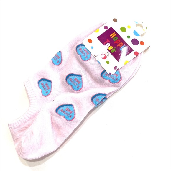 Conversation Heart Socks 3 Pair One Size Black White Pink - Picture 5 of 6
